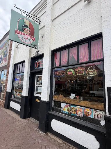 Obregón City Tacos storefront on Route 66
